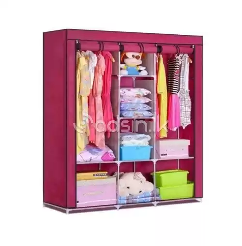 3 Door Storage Wardrobe Organizer with Shelves and Cover