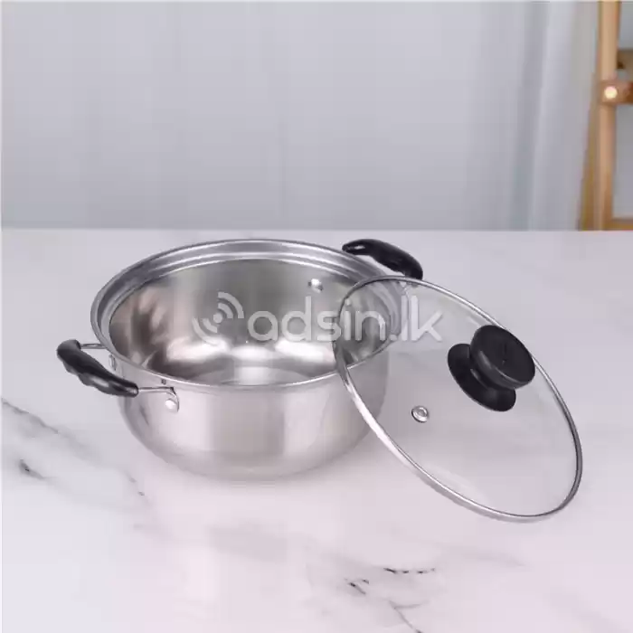 5 Psc Stainless Steel Cookware Set with Glass Lid