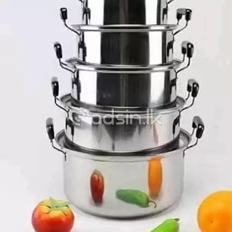 5 Pcs Stainless Steel Cookware Set With Stainless Steel Lid