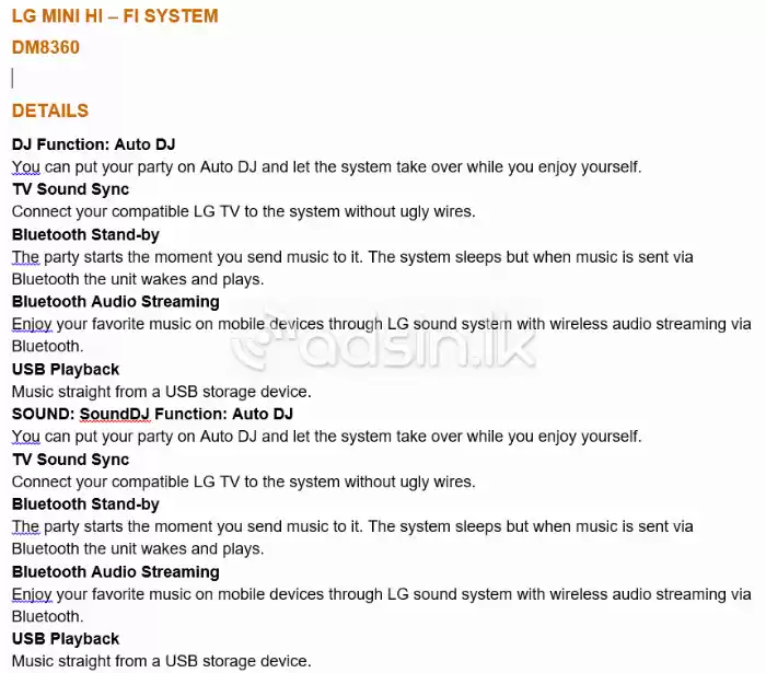 LG MINI HI – FI SYSTEM