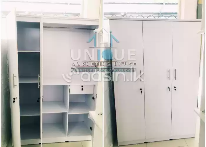Modern Melamine white 3D Wardrobe With Out Mirror