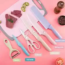 Kitchen Colorful Knife Set 7 PCS Non-Stick Coating + Chopping pad