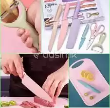 Kitchen Colorful Knife Set 7 PCS Non-Stick Coating + Chopping pad