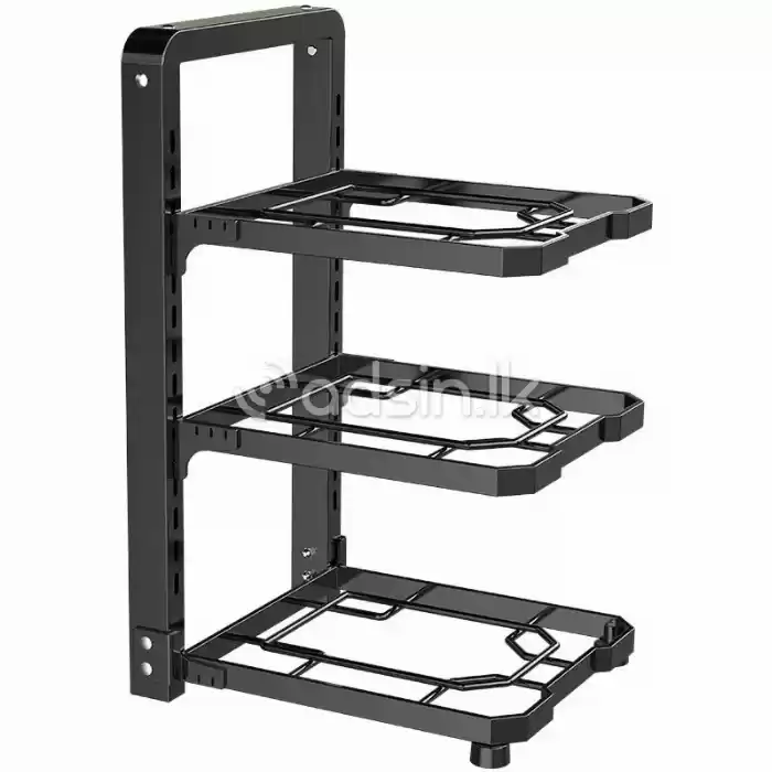 Pot Storage Rack Household Kitchen Multi-Layer Storage Rack (Color : Black, Size : 4 Layer)